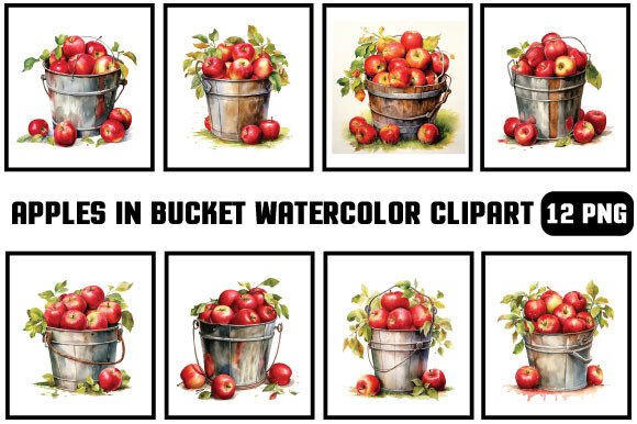 Apples in Bucket Watercolor Clipart: Illustrations Review