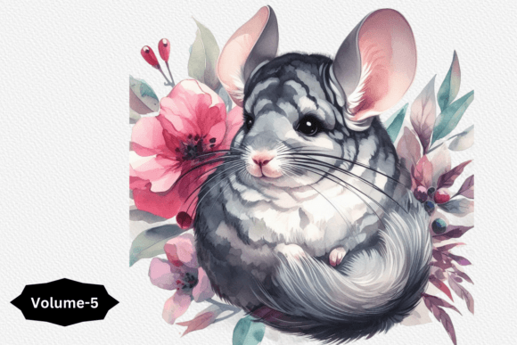 Chinchilla Watercolor Clipart Volume 5 Illustrations