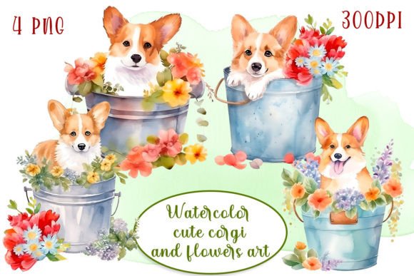 Cute Corgi & Flower Illustrations for Brand Design