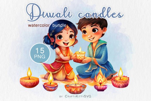 Diwali Candles Watercolor Clipart Bundle: Illustrations Review