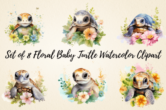 Floral Baby Turtle Watercolor Clipart Review