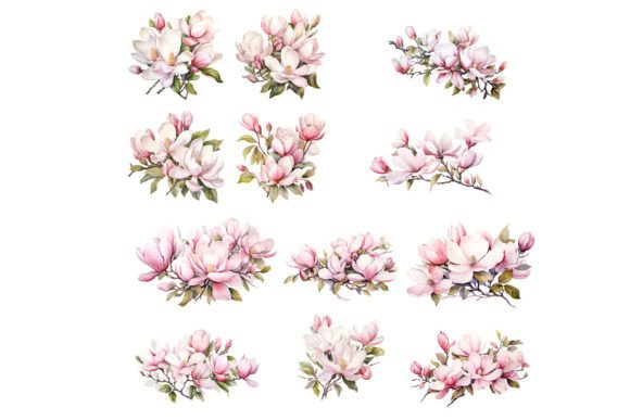 Floral Flower Watercolor Clipart for Embroidery