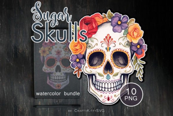 Floral Skull Watercolor Clipart Bundle: Illustrations Review