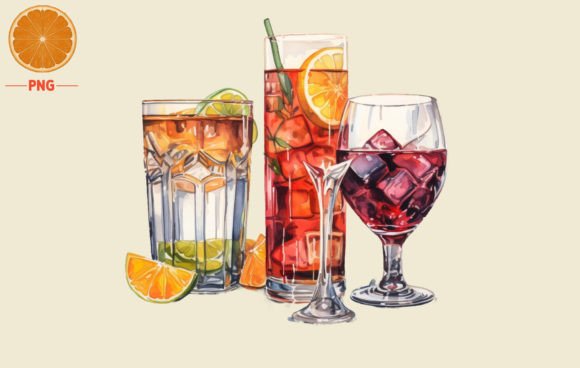 New Year's Alcohol Glass Watercolor Illustrations Review