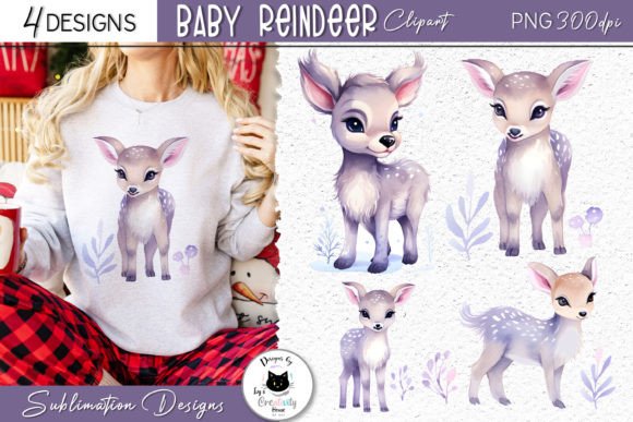 Watercolor Baby Reindeer Clipart for Illustrations