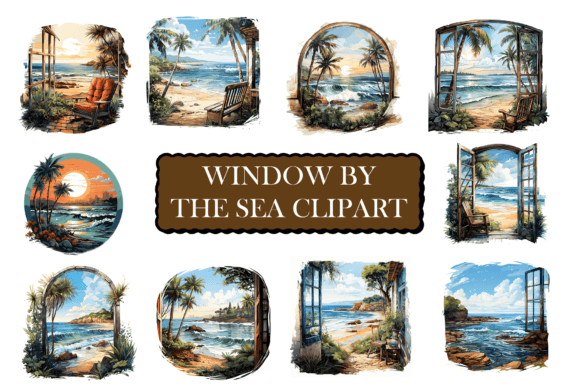 Watercolor Beach Window Png: Coastal Illustrations for Crafters