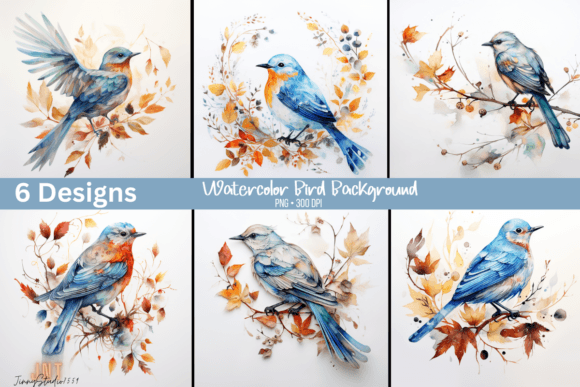 Watercolor Bird Background Png in Illustrations