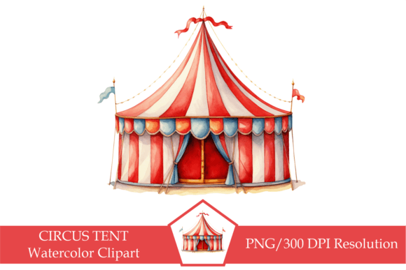 Watercolor Circus Tent Illustrations for Sublimation