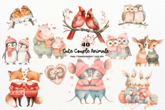Watercolor Couple of Animals Clipart: Illustrations Review