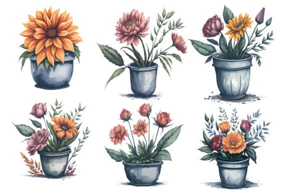 Watercolor Flower Pot Clipart Bundle: Illustrations Review