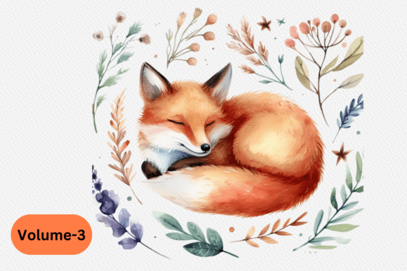 Watercolor Fox Clipart PNG Volume 3 Illustrations