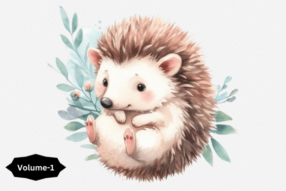Watercolor Hedgehog Clipart Volume 1 Illustrations