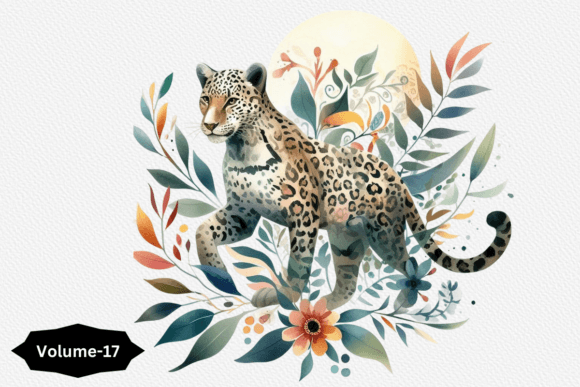Watercolor Leopard Cliparts Volume 17: Editorial Illustrations