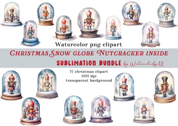 Watercolor Snow Globe Nutcracker Bundle Illustrations