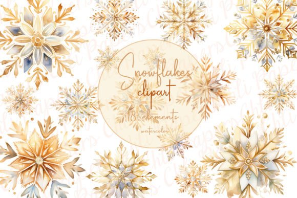 Watercolor Snowflakes Clipart Gold: Illustrations Review