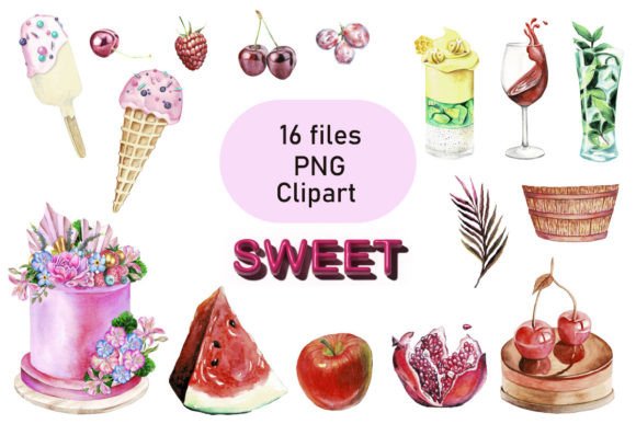 Watercolor Sweet Clipart: Editorial Illustrations