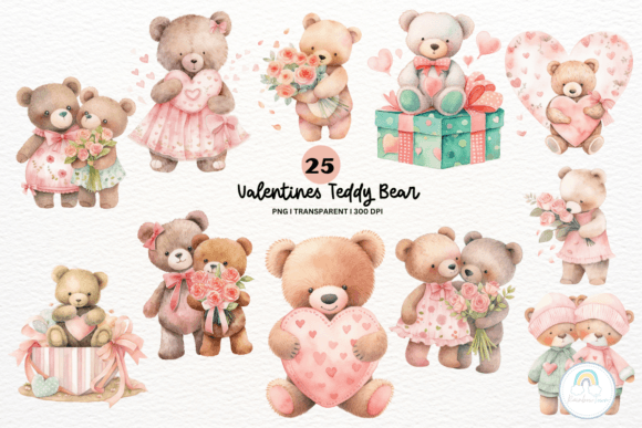 Watercolor Valentine Bear Sublimation Illustrations Review