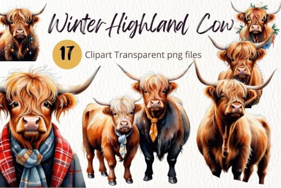 Winter Highland Cow Watercolor Clipart Review